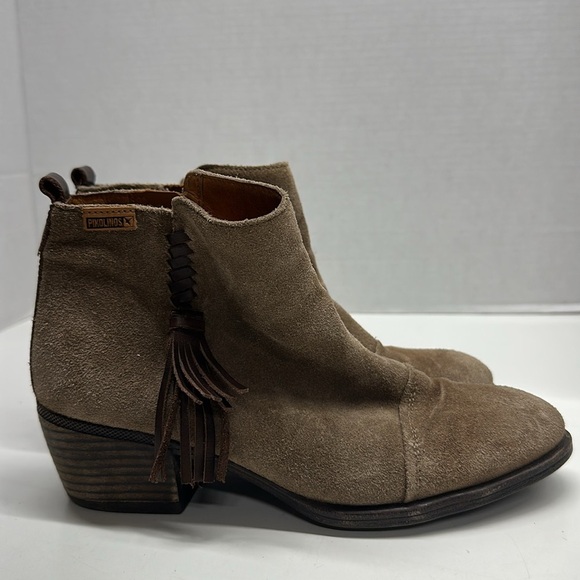 Pikolinos Baqueira Boots Ankle Boot Suede Tassel Bootie Tan Brown Size 38 US 8 - Picture 3 of 8